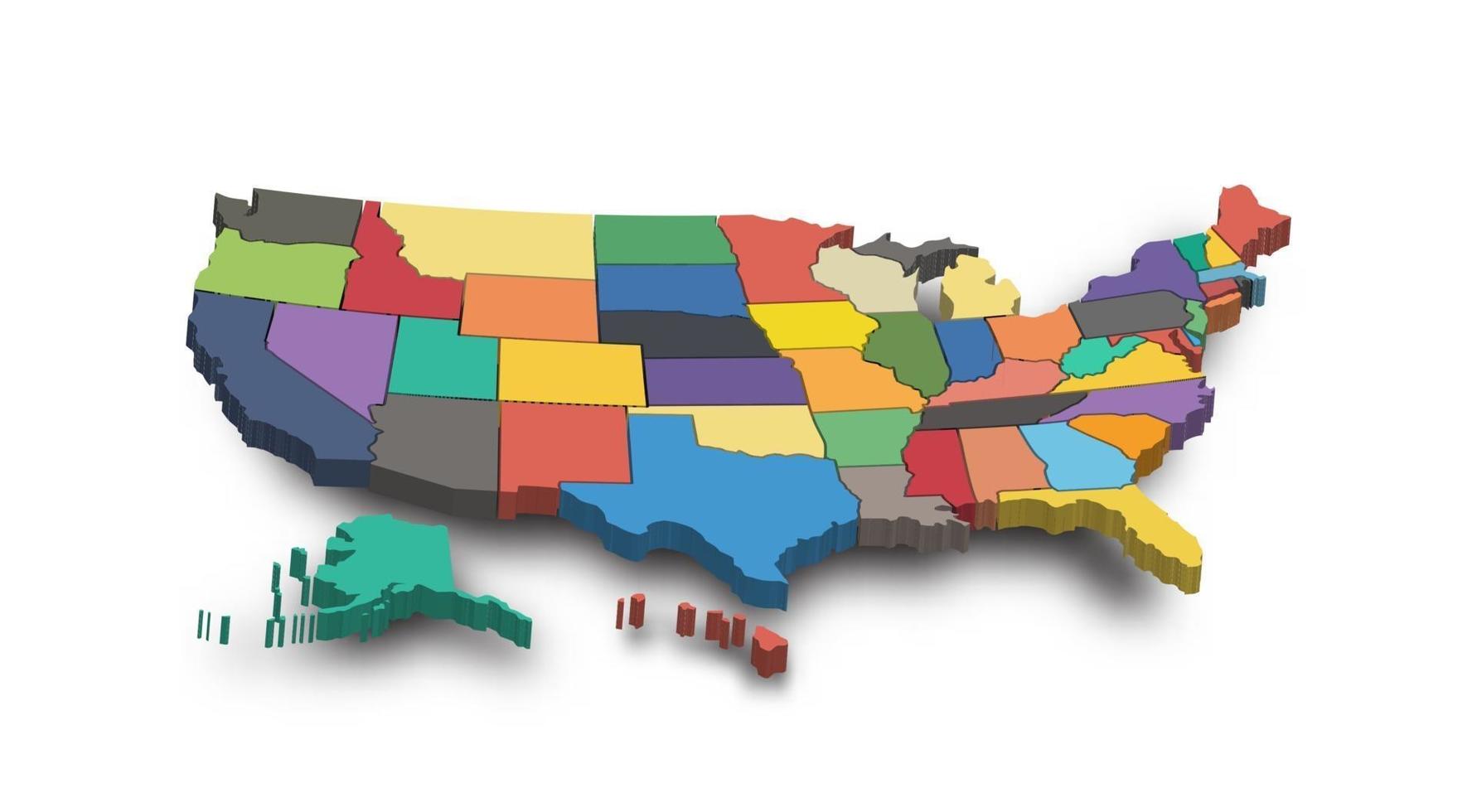 Mapa 3D do estado unido da américa vetor