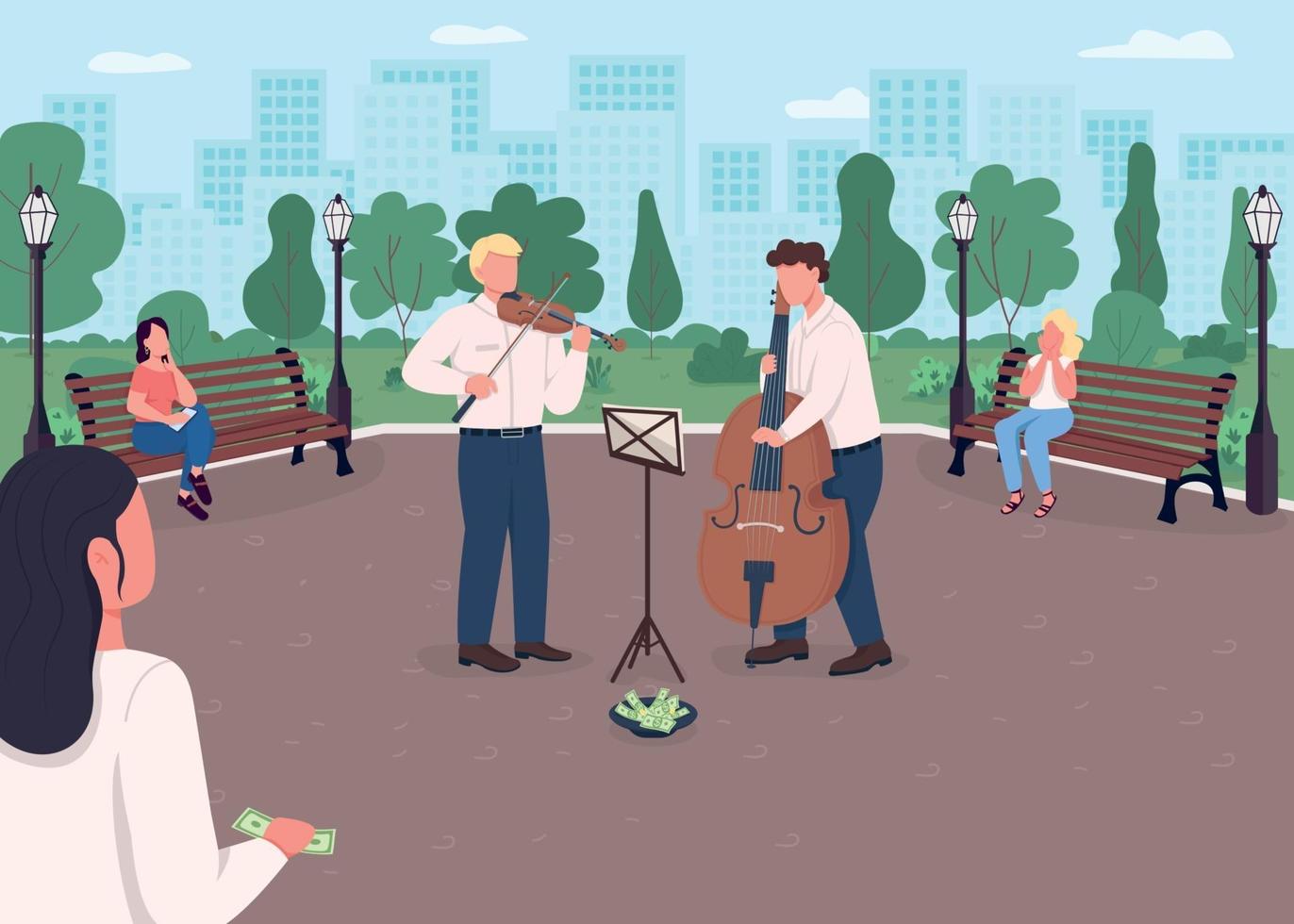 ilustração em vetor cor lisa banda de música de rua