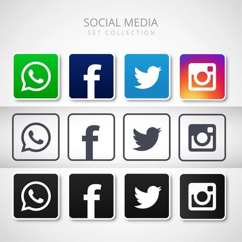 Modern social media icons set design ilustração vetor