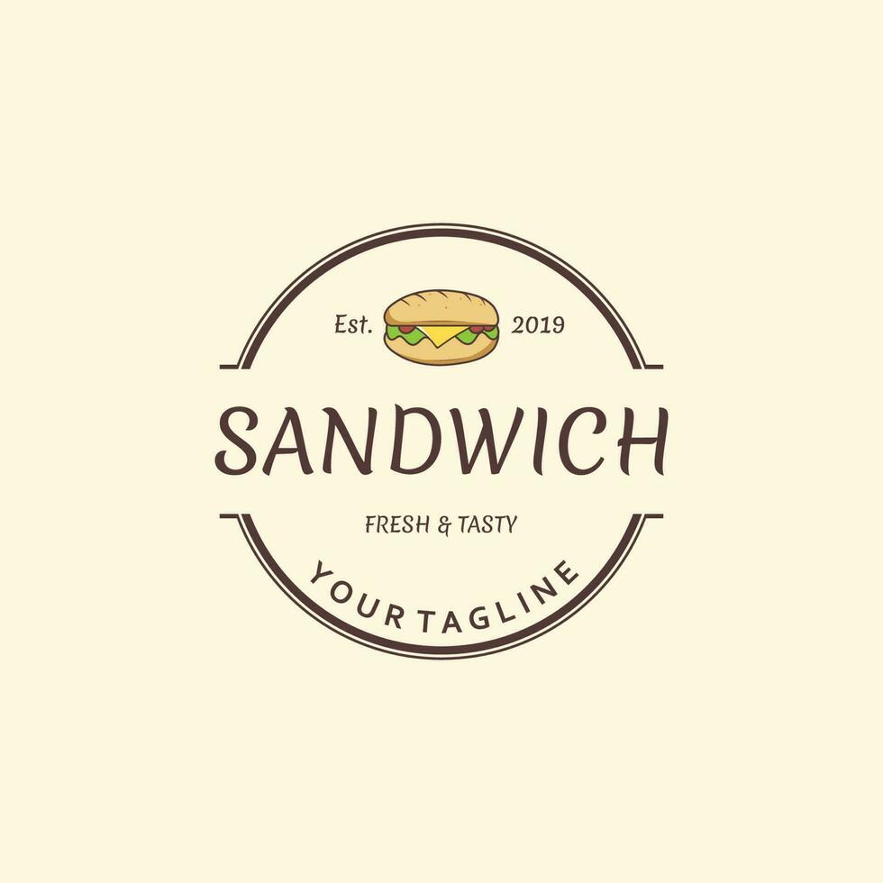 sanduíche logotipo modelo com vetor conceito