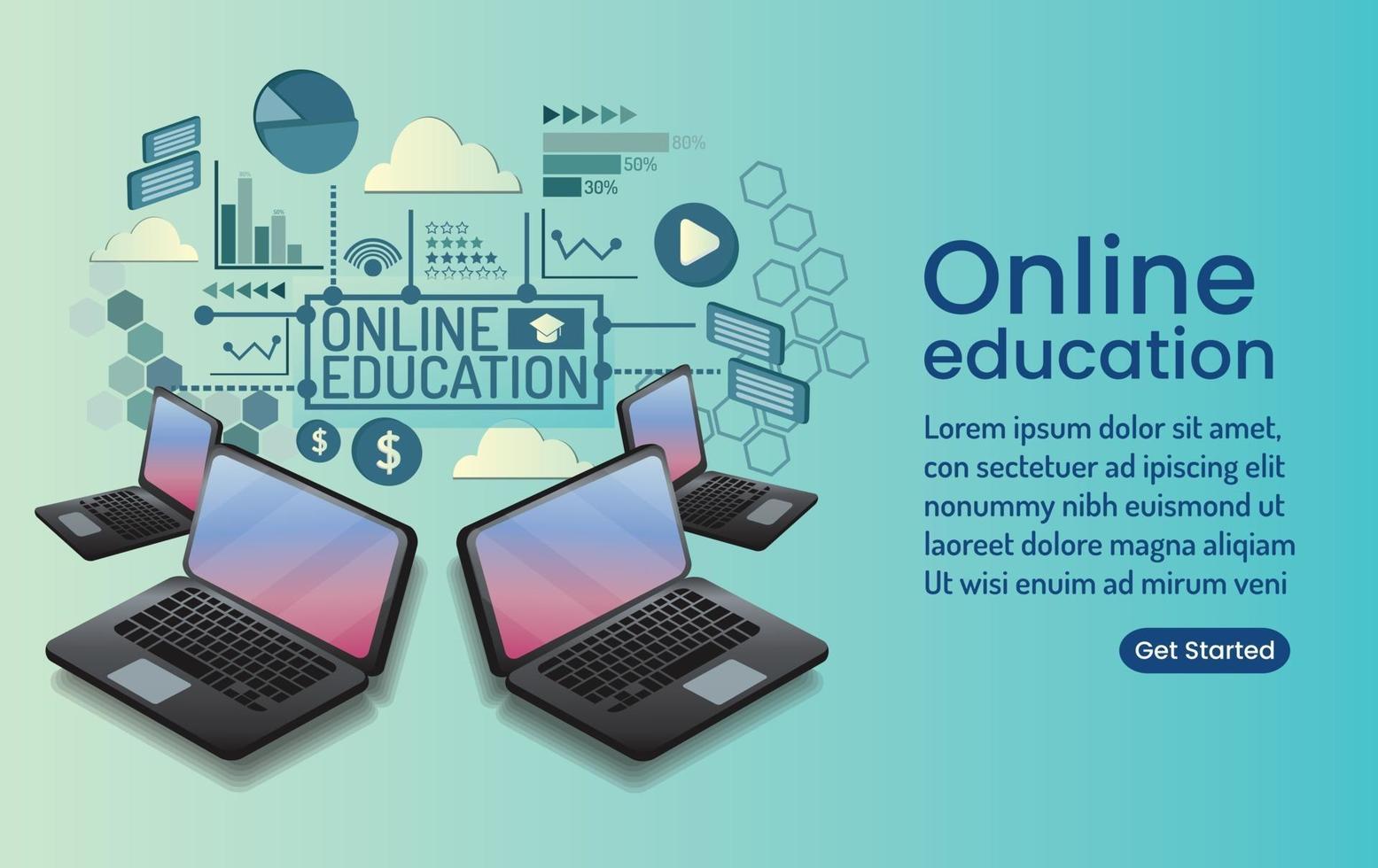 modelo de página de destino de educação online vetor