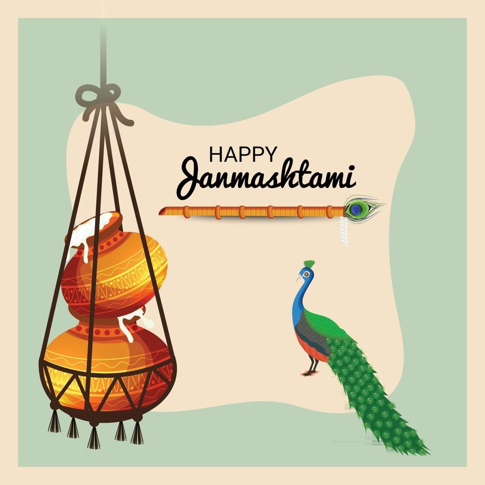 ilustração em vetor de um fundo para o festival indiano de feliz janmashtami
