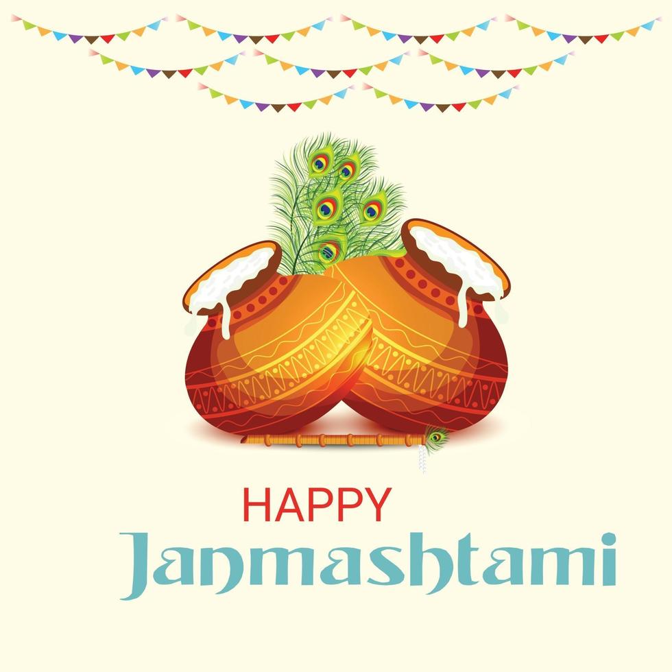 ilustração em vetor de um fundo para o festival indiano de feliz janmashtami