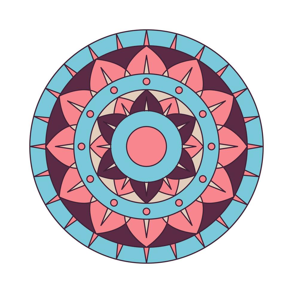 colorida étnico volta ornamental mandala. vetor