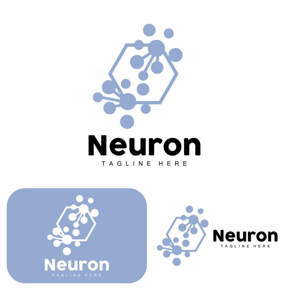 design de logotipo de neurônio vetor ilustração de células nervosas marca de saúde de dna molecular