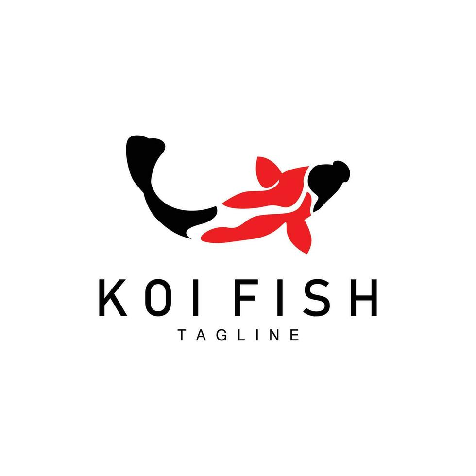 design de logotipo de peixe koi, vetor de peixe ornamental chinês de sorte e triunfo, ícone de peixe dourado da marca da empresa