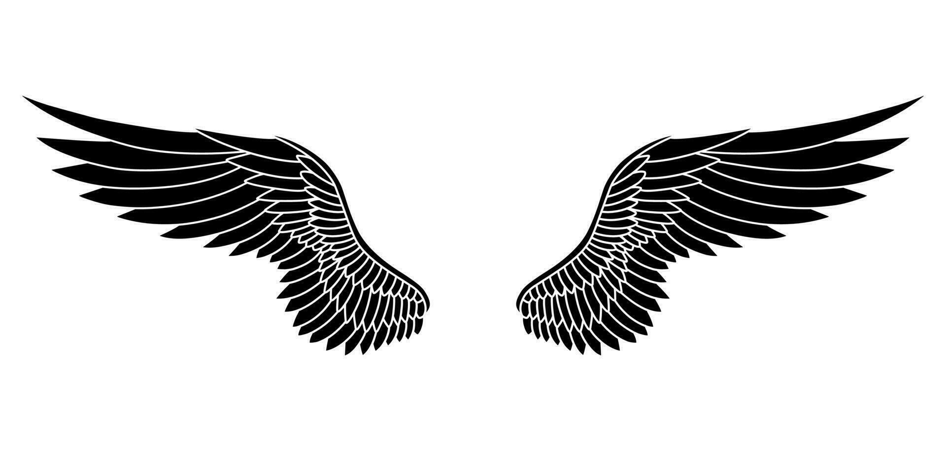 vector tatuagem tribal de asas de anjo