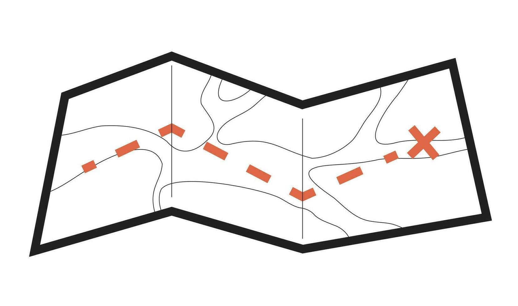 destino mapa monocromático plano vetor objeto. rastreamento rota. caminhada trilha mapa. orientação. editável Preto e branco fino linha ícone. simples desenho animado grampo arte local ilustração para rede gráfico Projeto