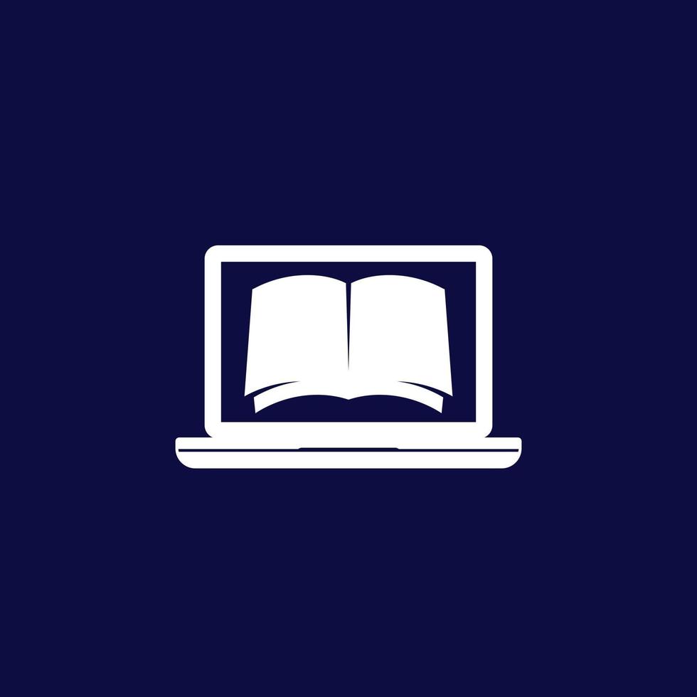 ícone de vetor de livro e laptop