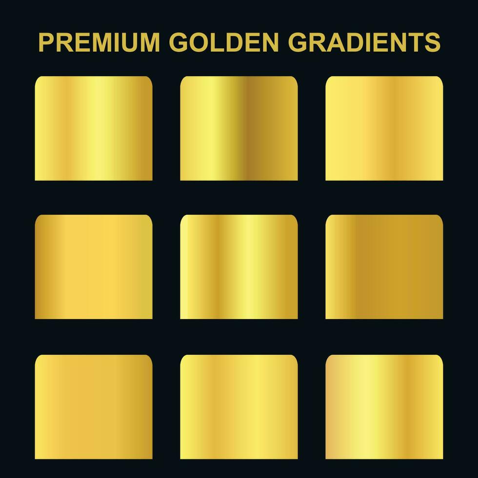conjunto do ouro metálico gradientes e amostra ouro gradientes livre vetor. vetor