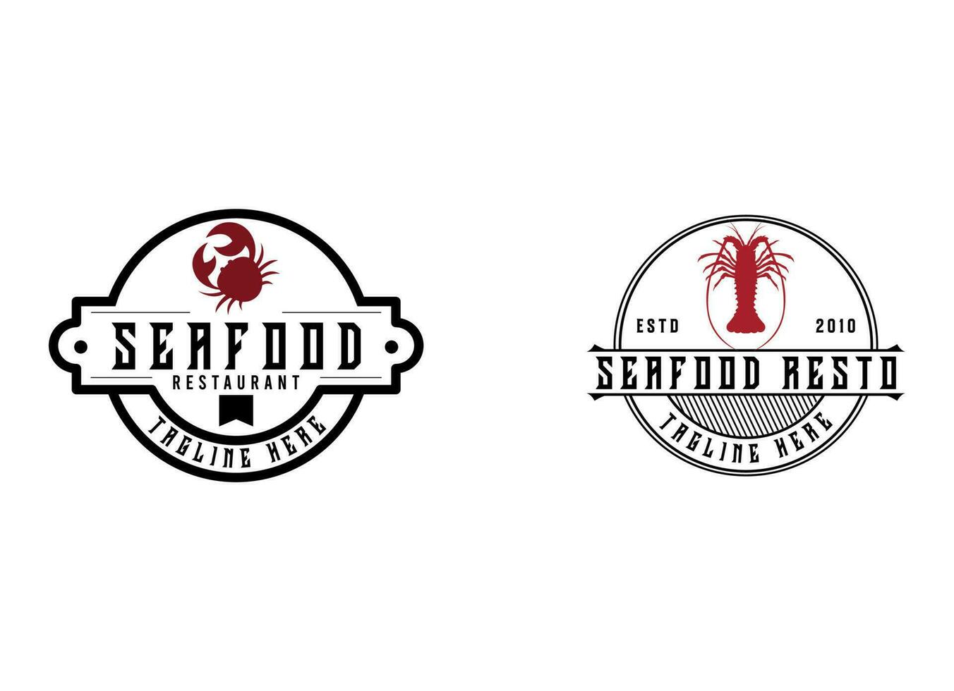 frutos do mar logotipo Projeto restaurante fresco caranguejo e camarão logotipo para rótulo produtos e frutos do mar fazer compras vetor