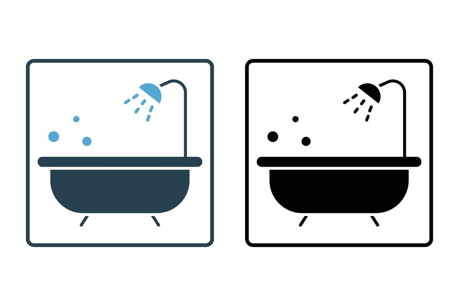 banheira ícone com banho. ícone relacionado para banheiro. sólido ícone estilo Projeto. simples vetor Projeto editável