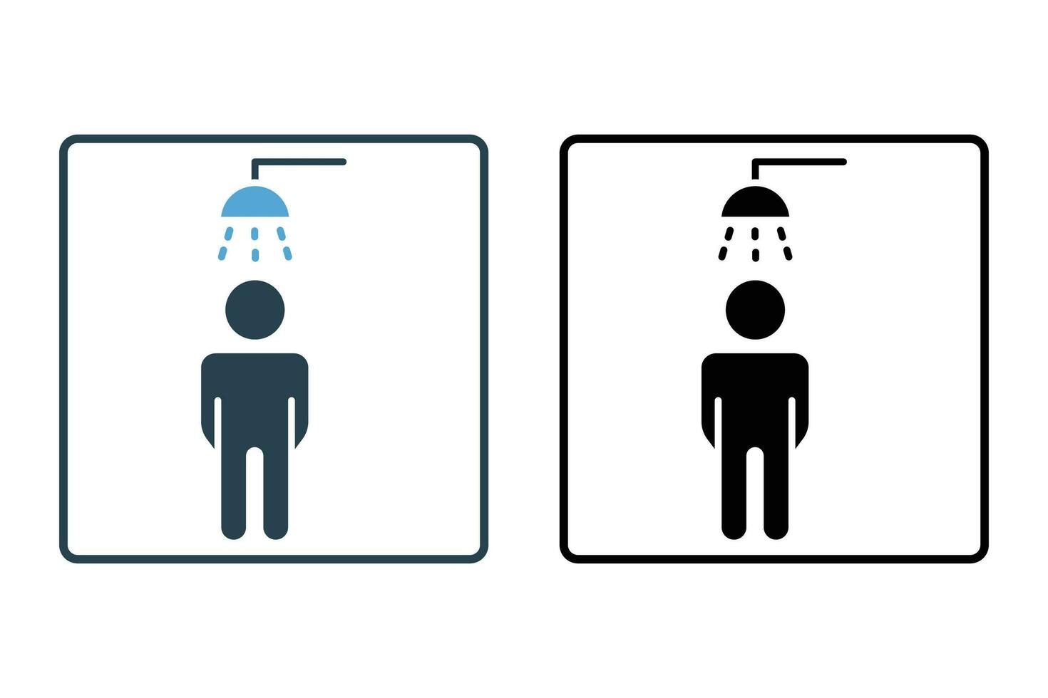 chuveiro ícone. homens tomando banho. ícone relacionado para banheiro, higiene. sólido ícone estilo Projeto. simples vetor Projeto editável