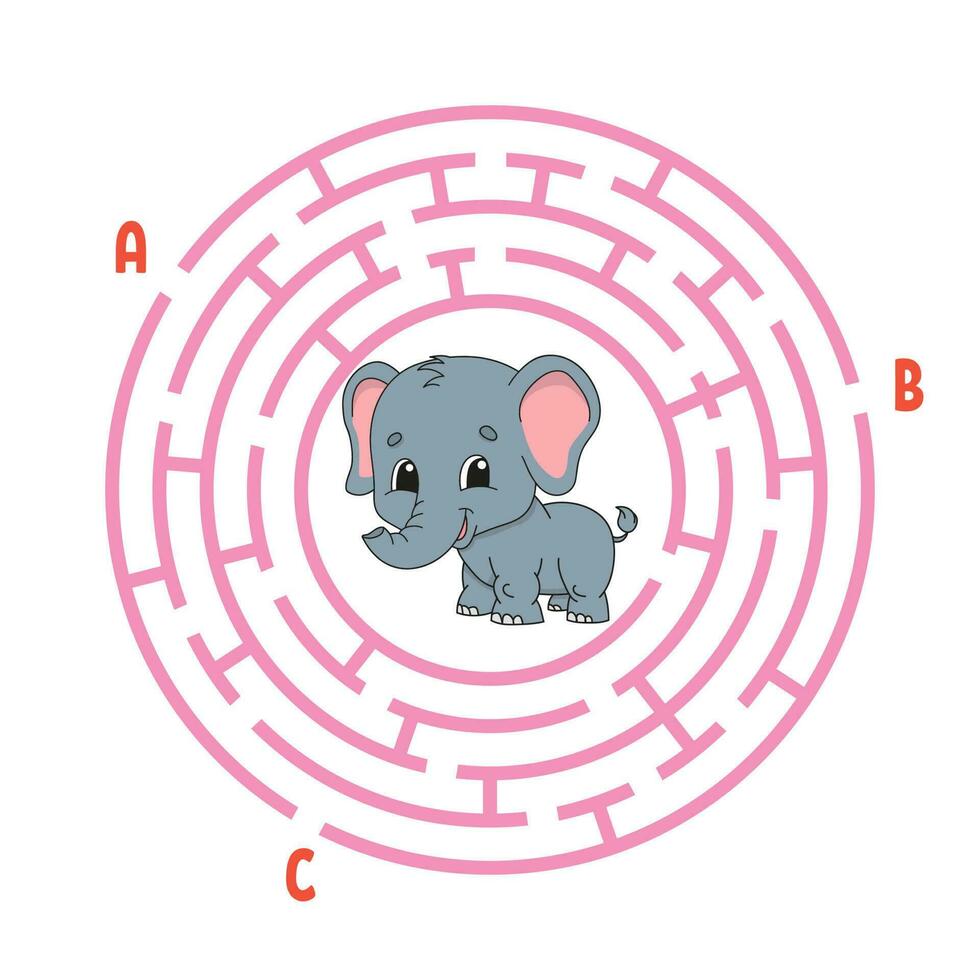 círculo labirinto. jogo para crianças. quebra-cabeça para crianças. enigma do labirinto redondo. ilustração do vetor de cor. encontre o caminho certo. planilha de educação.