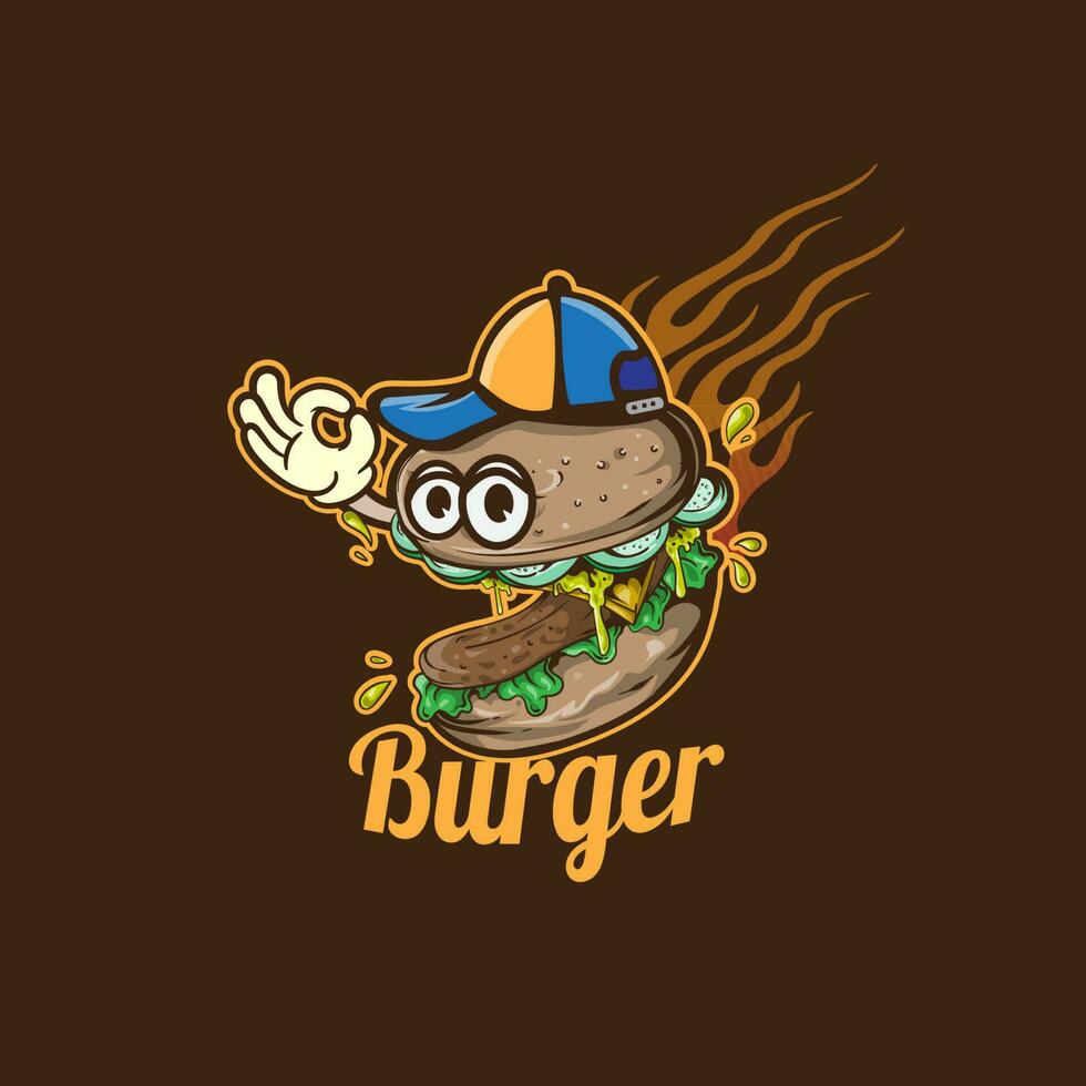 Projeto logotipo mascote hamburguer vetor ilustração