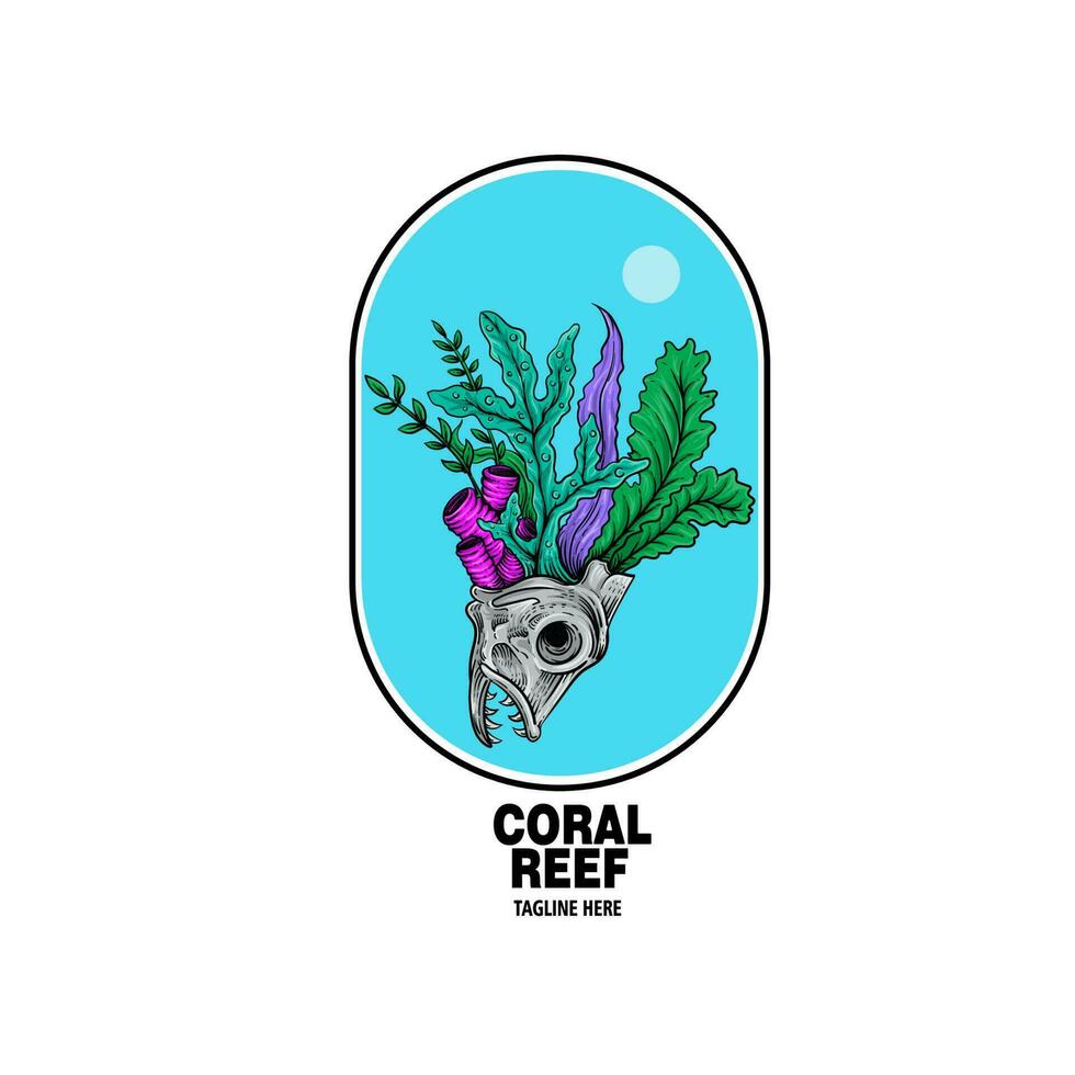 Projeto logotipo mar plantas vetor ilustração
