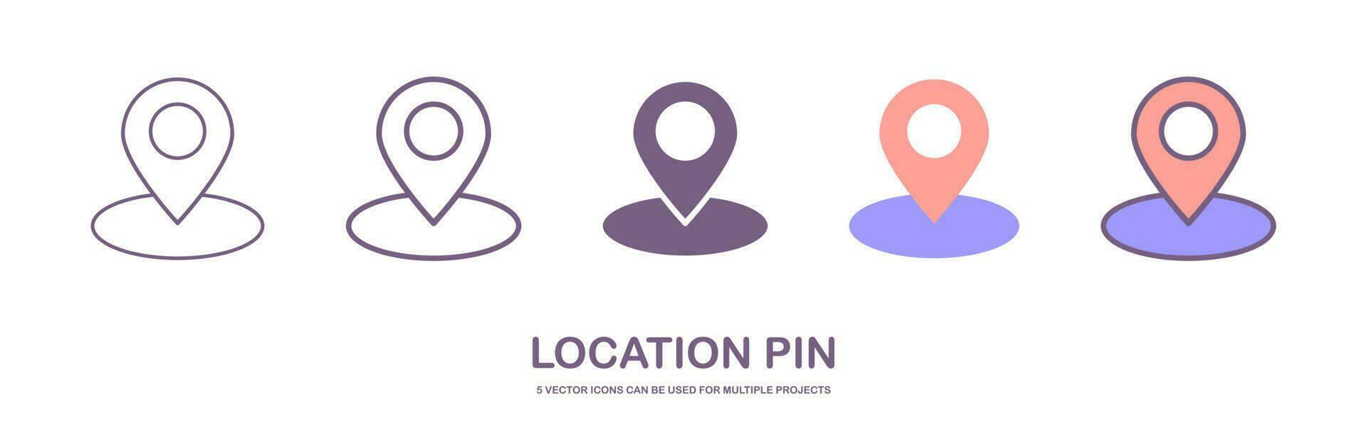 PIN ícone definir. localização ícone vetor. destino ícone. mapa alfinete. 4 estilos do localização ícones vetor