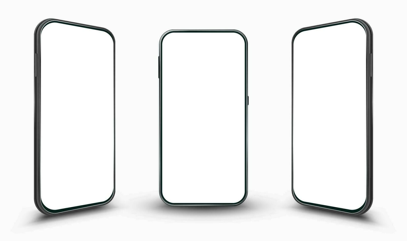 realista moderno Smartphone brincar com limpar, minimalista estilo. 3d perspectiva Móvel telefone quadro, Armação com em branco mostrar. modelo para apresentando interface do usuário, ux Móvel projetos. vetor