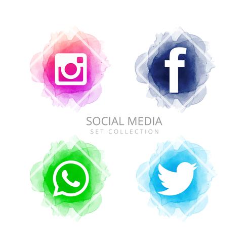 Abstract social media icons set vector