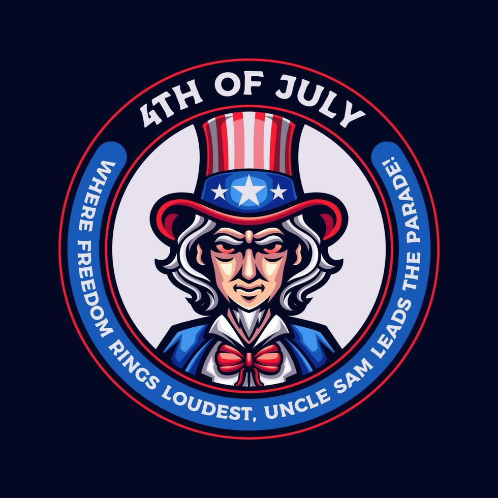 tio sam 4º do Julho americano independência dia mascote desenho animado vetor