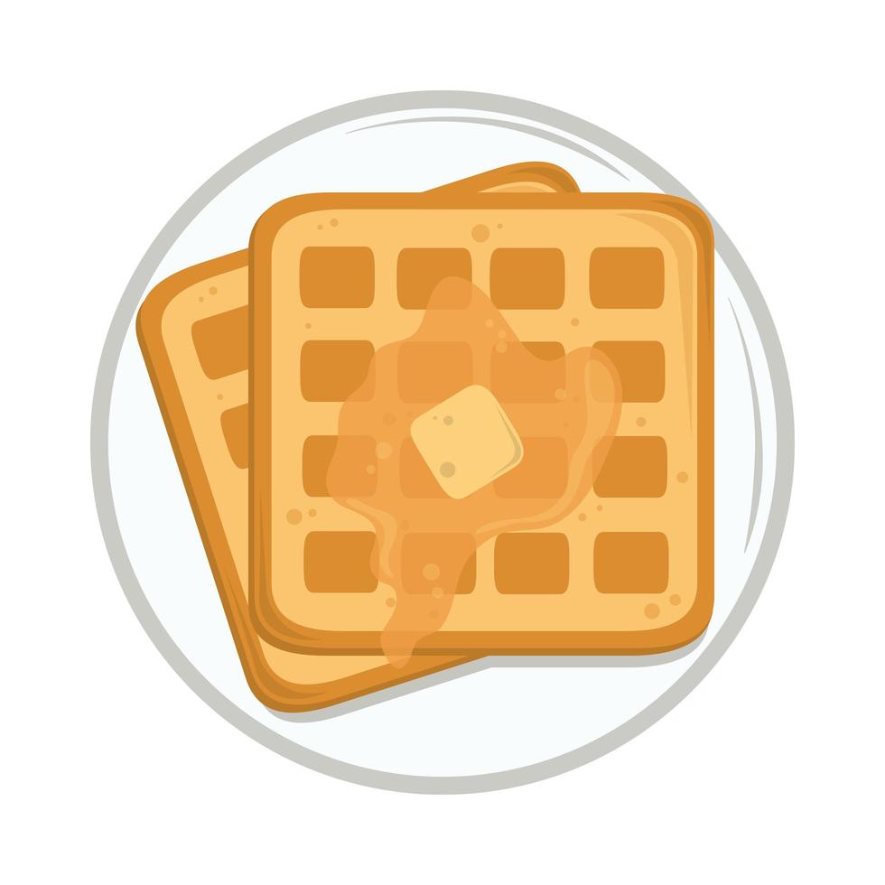 waffle de café da manhã com manteiga vetor