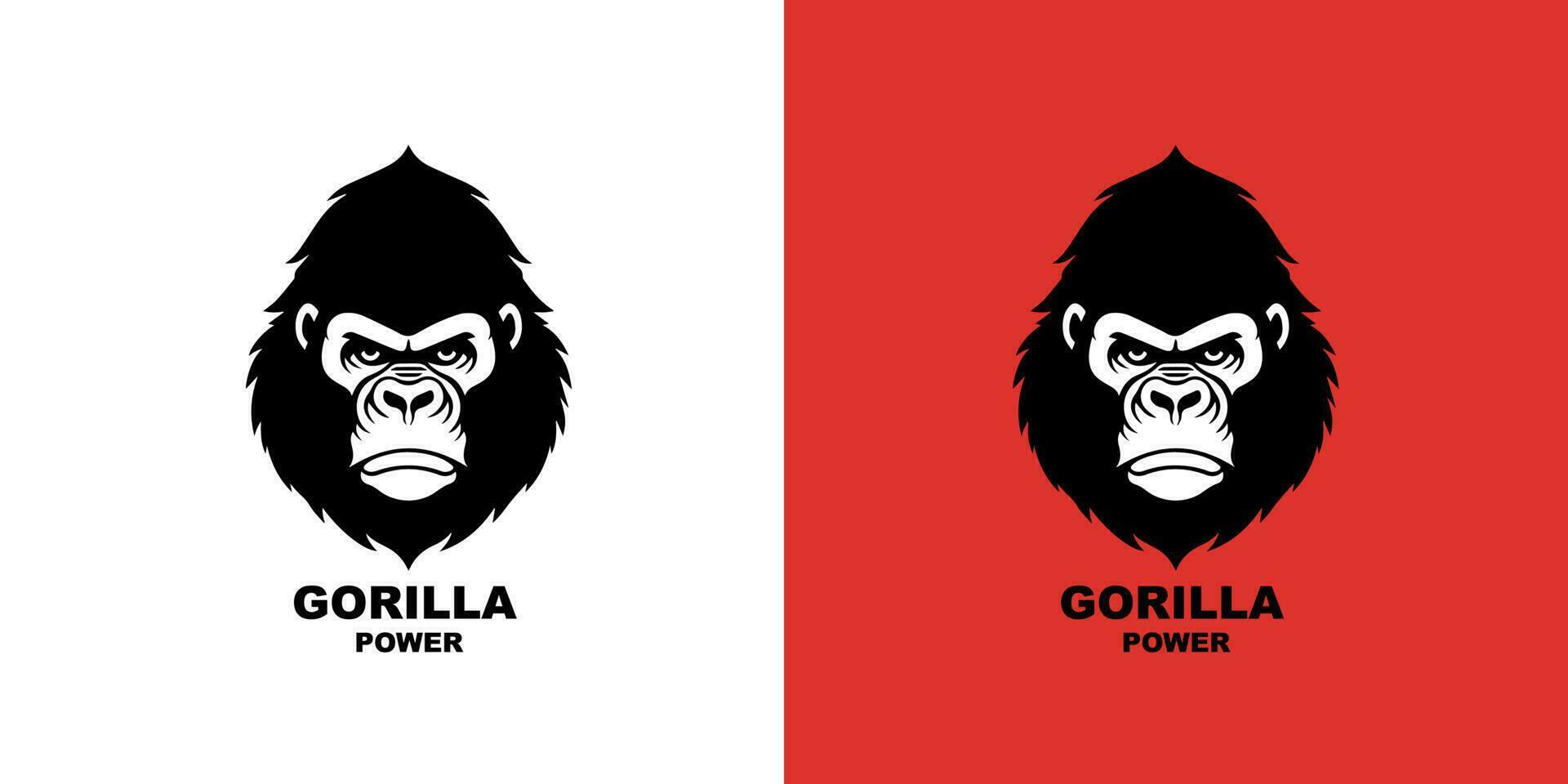 gorila cabeça logótipo vetor ilustração em uma branco e vermelho fundo. logotipo marca.