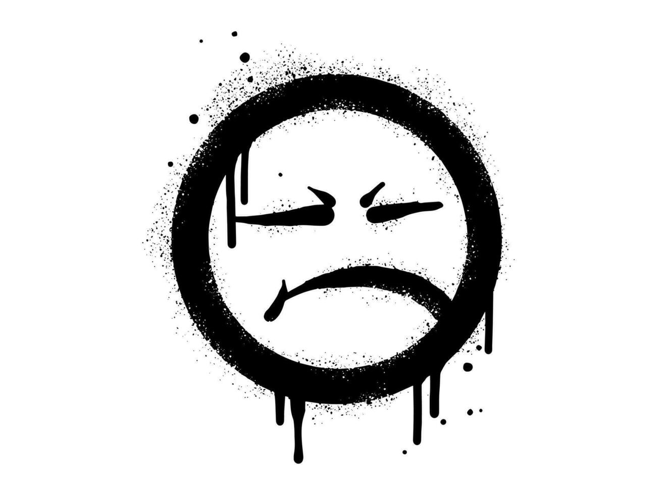 irritado face emoticon personagem. spray pintado grafite raiva face dentro Preto sobre branco. isolado em branco fundo. vetor ilustração