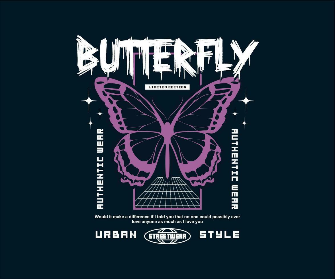 futurista borboleta ilustração t camisa projeto, vetor gráfico para streetwear e urbano estilo Camisetas projeto, moletons, etc