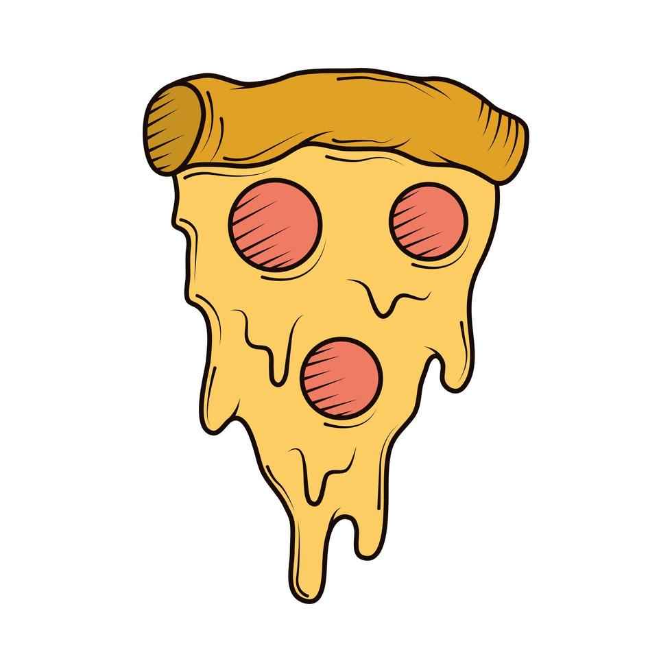 doodle de pizza derretida vetor