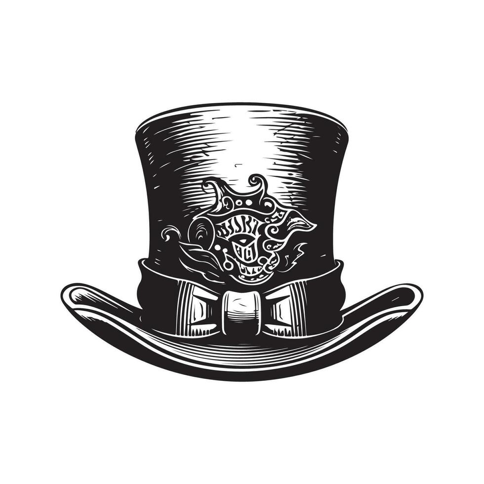 st patrick dia chapéu, vintage logotipo linha arte conceito Preto e branco cor, mão desenhado ilustração vetor