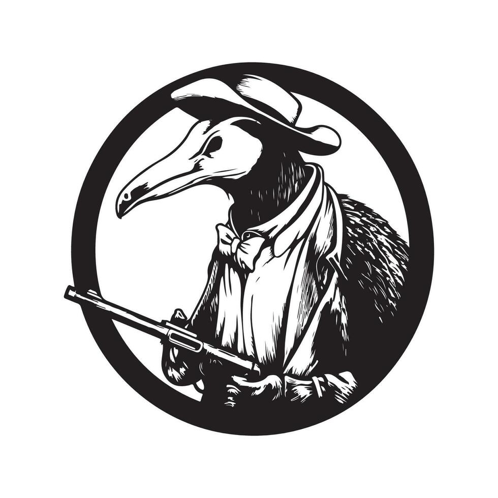 tamanduá caçador, vintage logotipo linha arte conceito Preto e branco cor, mão desenhado ilustração vetor