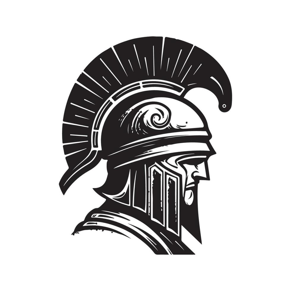 espartano, vintage logotipo linha arte conceito Preto e branco cor, mão desenhado ilustração vetor
