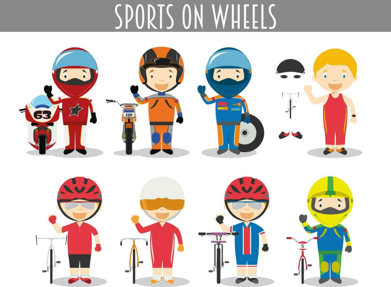 vetor conjunto do Esportes em rodas dentro desenho animado estilo