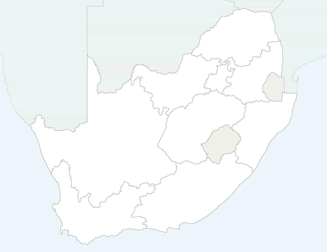 vetor em branco mapa do sul África com províncias e administrativo divisões, e vizinho países. editável e claramente etiquetado camadas.