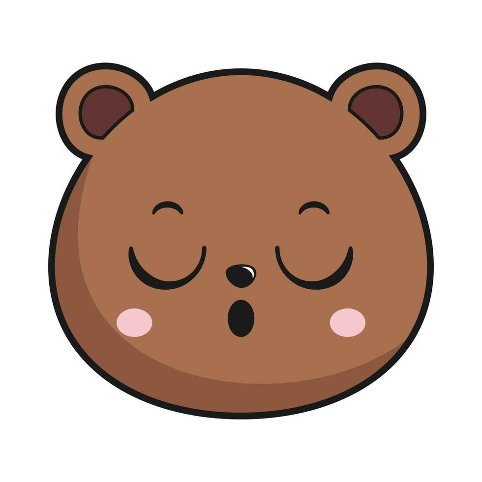 Urso aliviar face cabeça kawaii adesivo isolado vetor