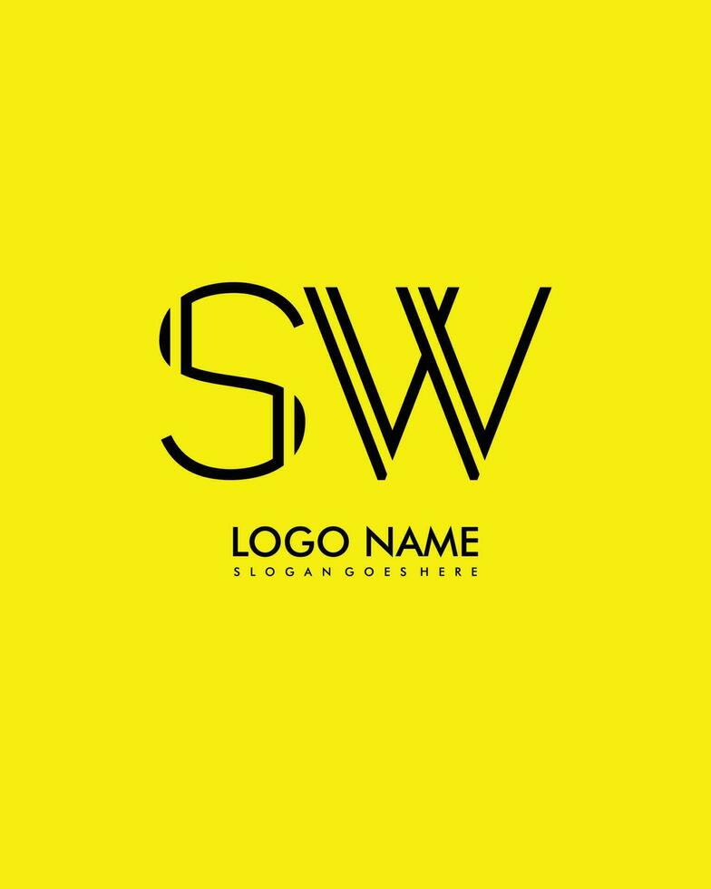 sw inicial minimalista moderno abstrato logotipo vetor