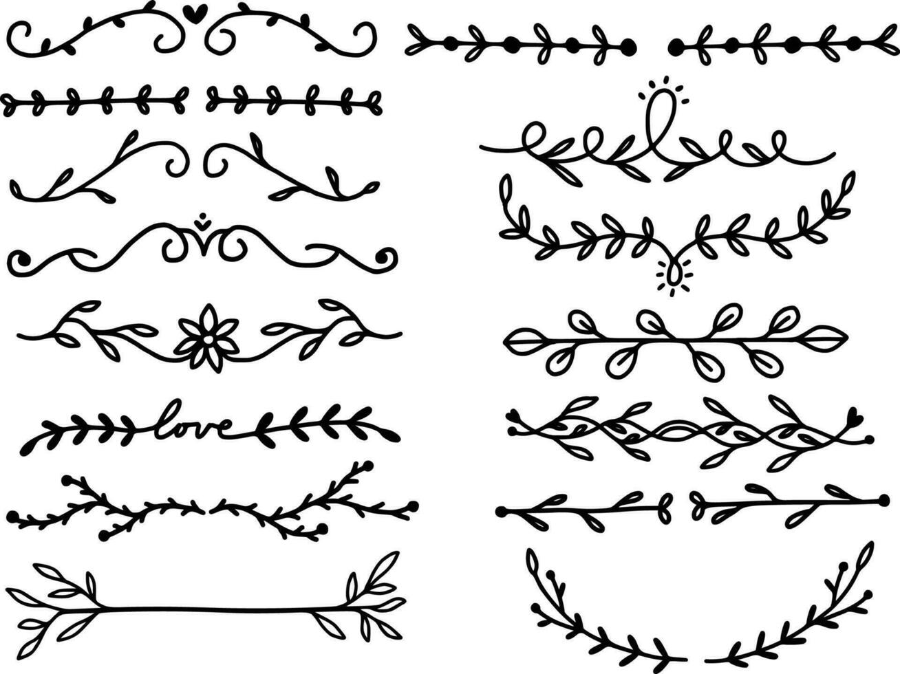 conjunto coleção mão desenhar botânico floral divisores ilustração vetor