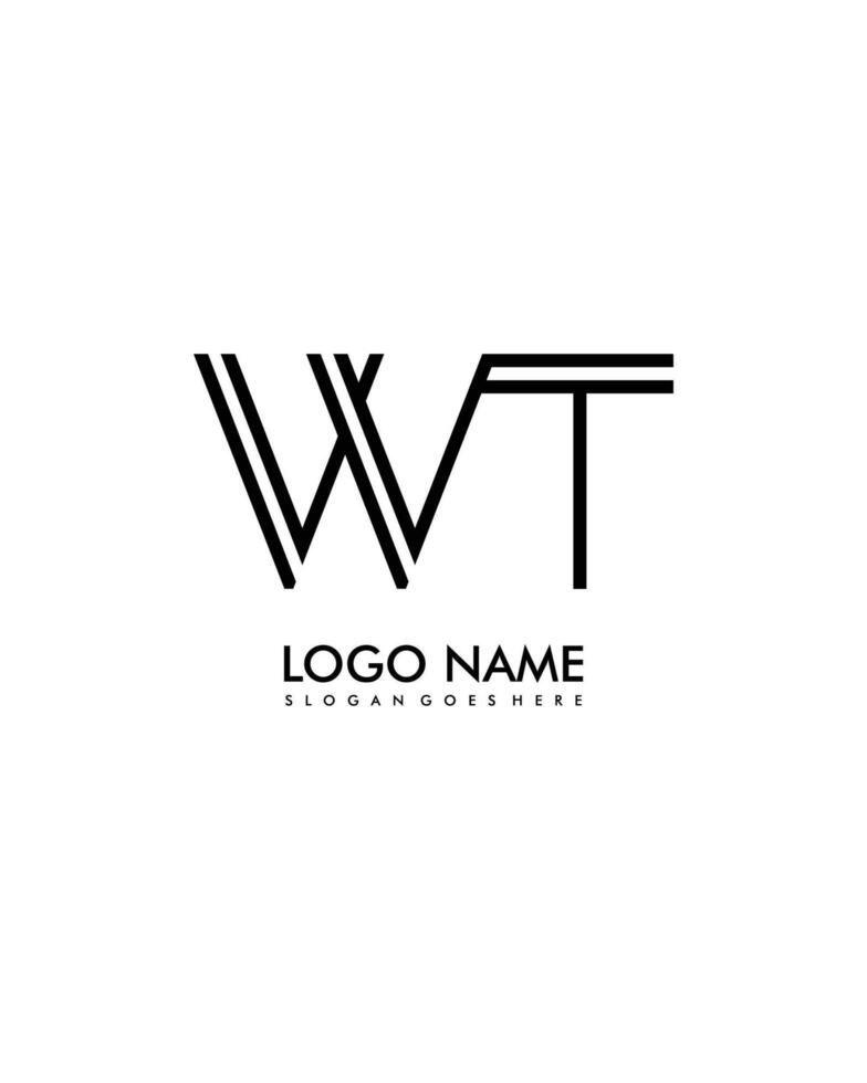 wt inicial minimalista moderno abstrato logotipo vetor