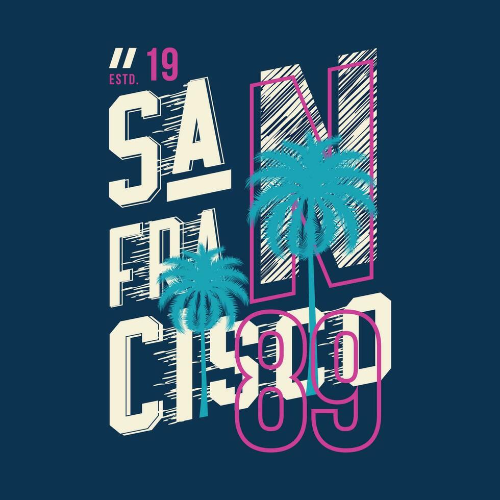 san francisco gráfico, tipografia vetor, de praia tema ilustração, Boa para impressão t camisa e de outros usar vetor