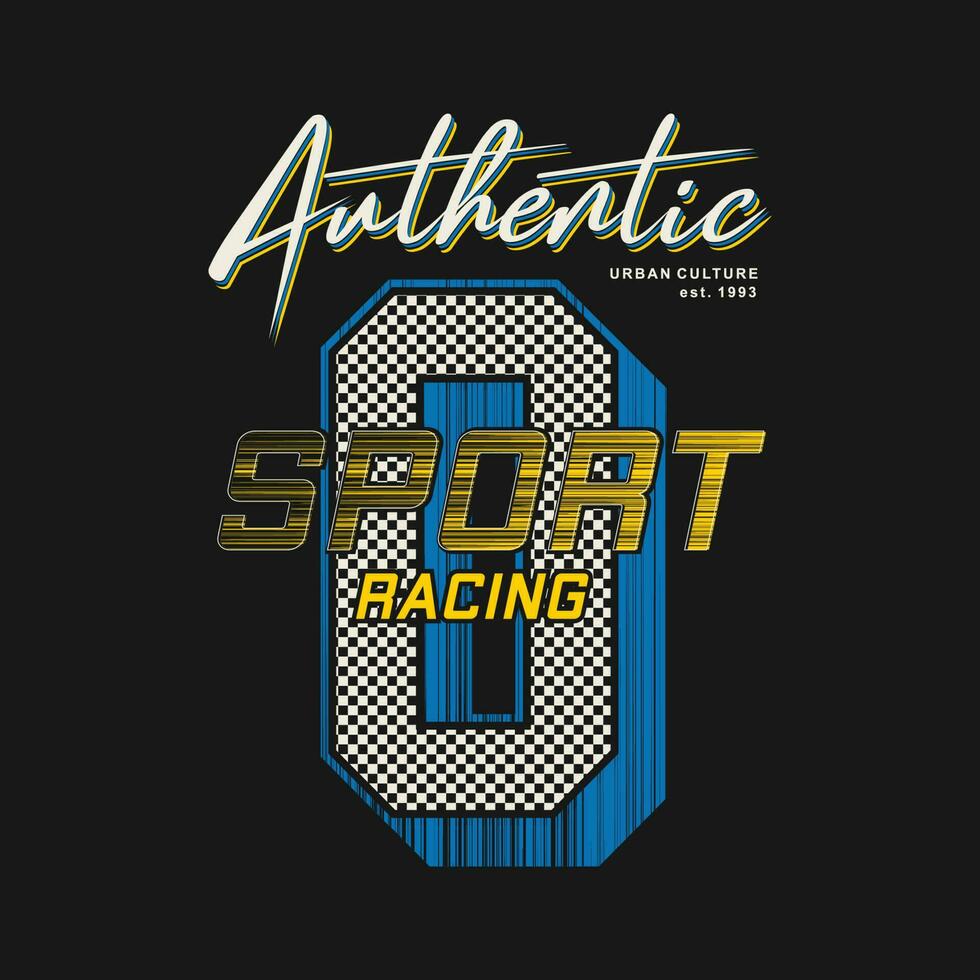 autêntico esporte corrida gráfico, tipografia vetor, t camisa projeto, ilustração, Boa para casual estilo vetor