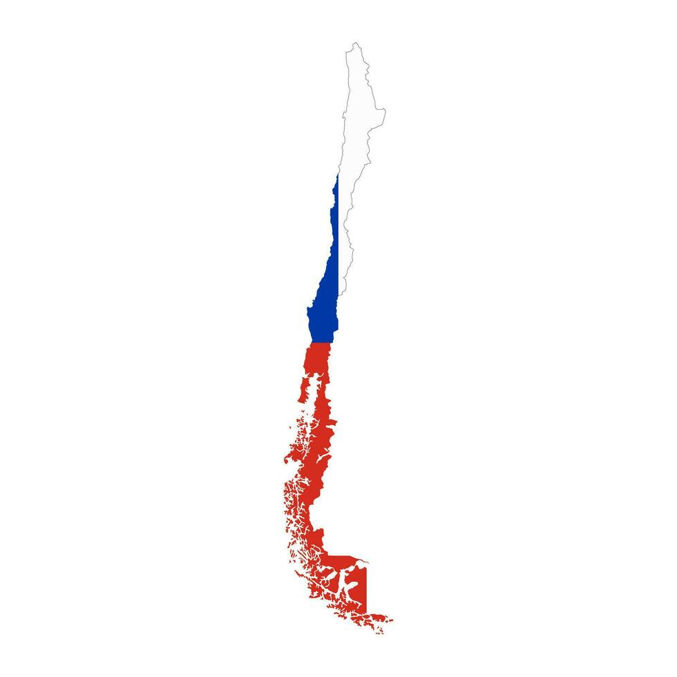 Chile mapa silhueta com bandeira isolado em branco fundo vetor