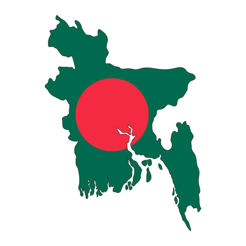 Bangladesh mapa silhueta com bandeira isolado em branco fundo vetor