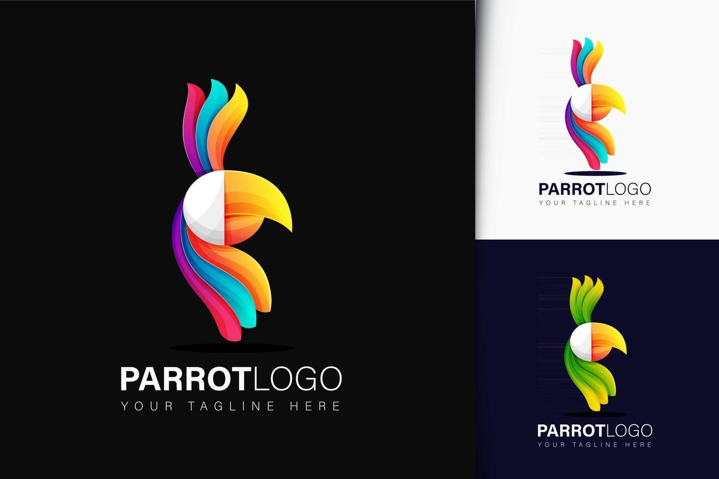 design de logotipo colorido gradiente papagaio vetor
