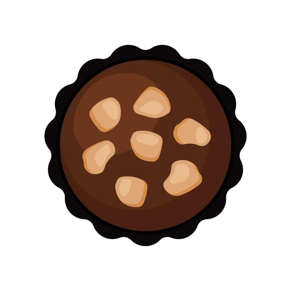 chocolate Brigadeiro com nozes dentro topo Visão ícone animado vetor ilustração
