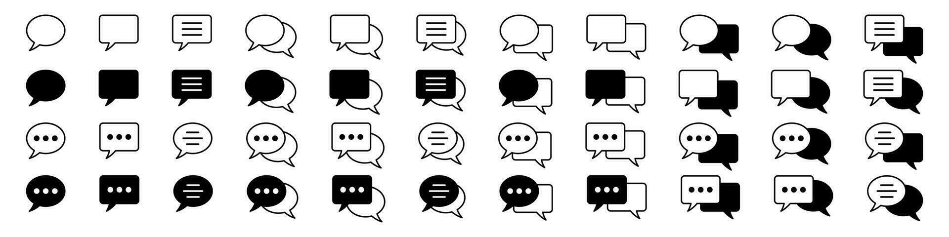 bate-papo ícones vetor isolado elemento. conjunto do conversa bolha discurso sinais. em branco bolhas vetor ícones. mensagem vetor ícones.