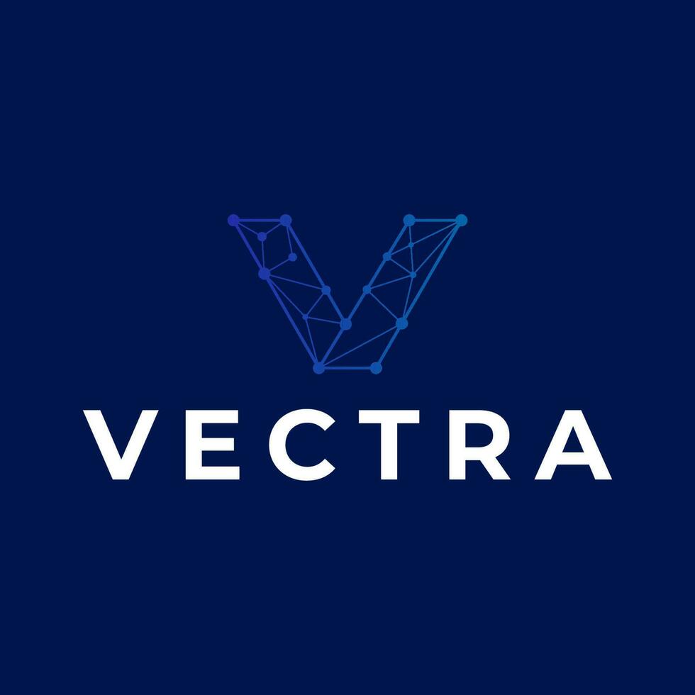 carta v tecnologia simples monograma logotipo vetor