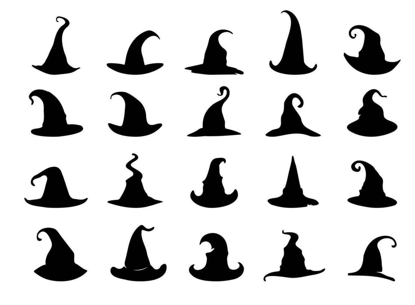 Magia chapéu, Mago chapéu, bruxa chapéu para dia das Bruxas decoração vetor