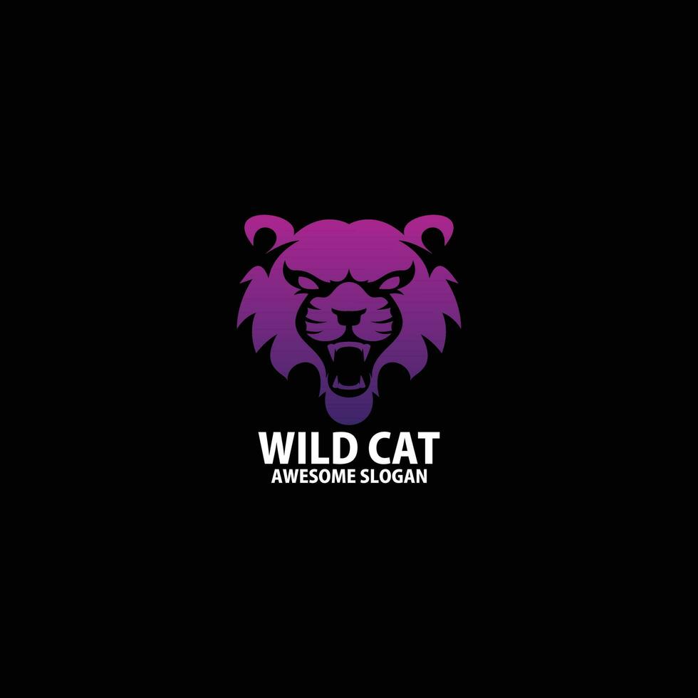 selvagem gato cabeça logotipo Projeto gradiente cor vetor