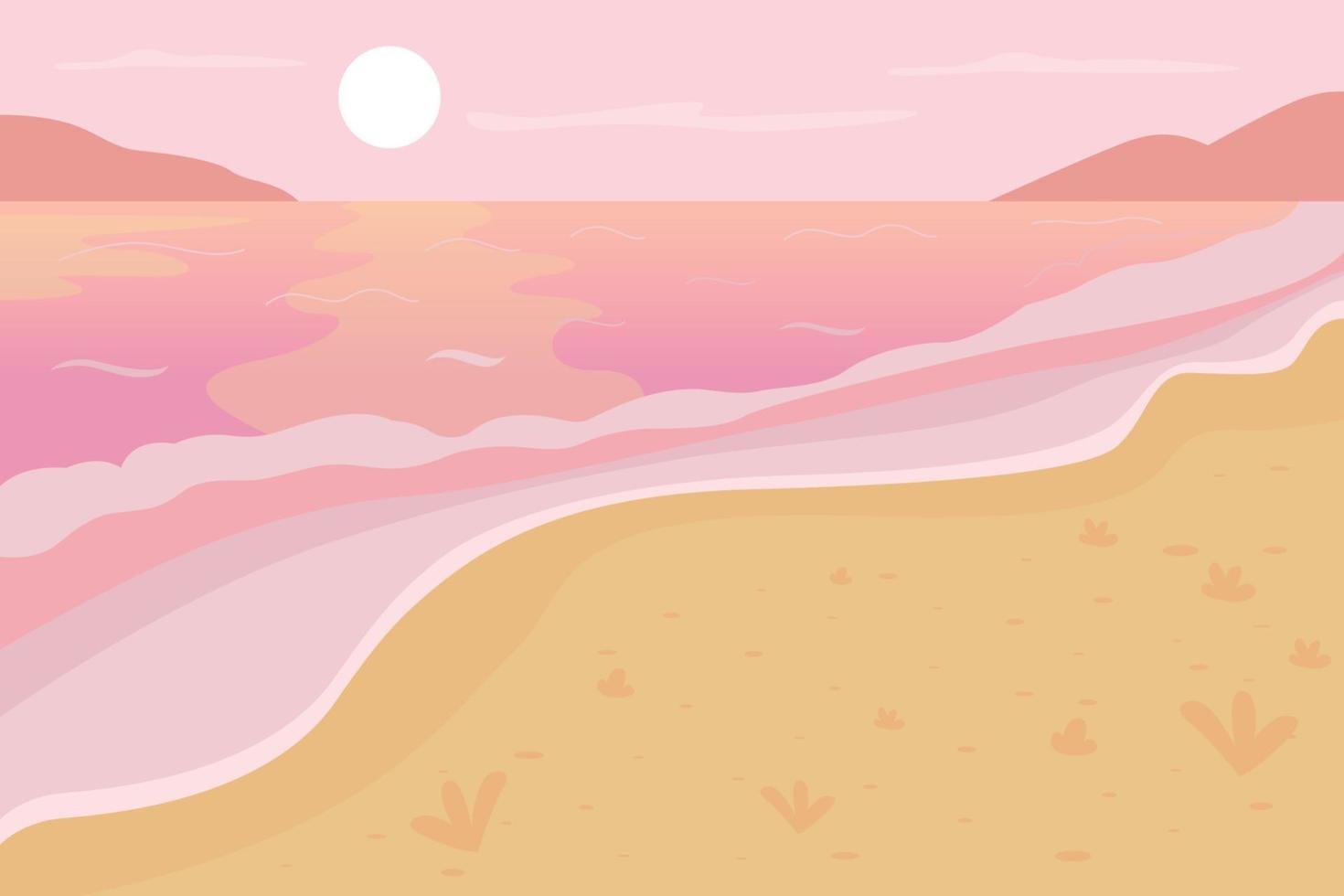 ilustração em vetor cor lisa cenário de praia romântico