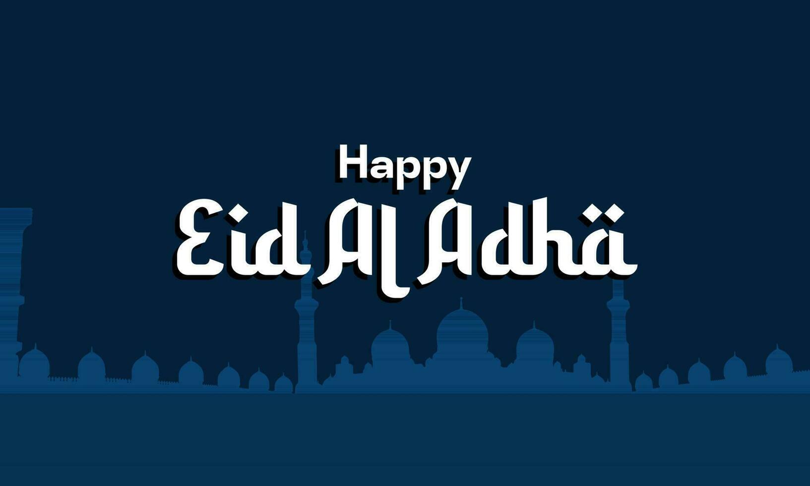 feliz eid al adha azul bandeira vetor